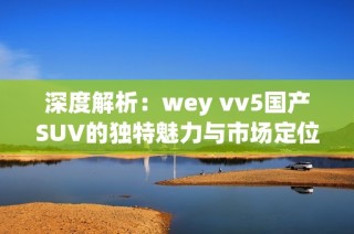 深度解析：wey vv5国产SUV的独特魅力与市场定位