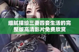 细腻描绘三妻四妾生活的完整版高清影片免费欣赏