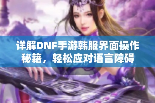 详解DNF手游韩服界面操作秘籍，轻松应对语言障碍