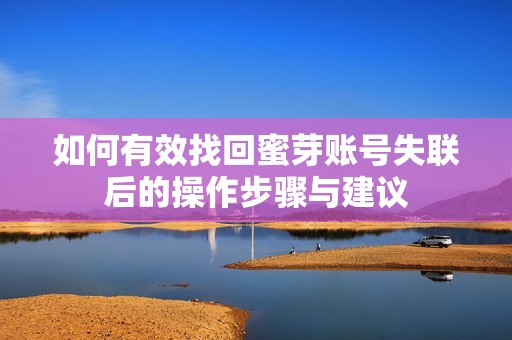 如何有效找回蜜芽账号失联后的操作步骤与建议